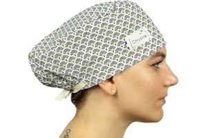 CHRYSVAL - Calot Couvrant Égyptien - Bonnet Médical ou Calot Cuisine Unisexe 100% Coton Oeko-Tex - Réglable Avec Attaches Et Elastique