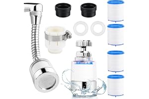 MPLEHDA 2 Piezas Filtro de Agua para Grifo, Filtro de agua del Grifo, Filtro de Grifo Giratorio de 360°, Filtro dell'acqua con 4 Elementi Filtranti in Cotone Clean Water Tap Filter per Cucina Bagno (A)