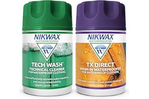 Nikwax TECH WASH & TX.DIRECT Twin Pack, Clean and Proof, Cleaning and Waterproofing, Value Pack - 150ml/100 ml