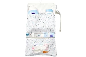 FlyIdeas Porta Pannolini Borsa da Appendere per Accessori e Salviette Neonato, Organizzatore Portaoggetti/Pochette Da Viaggio Portatile con Tasca Impermeabile in Stoffa, Regalo Nascita Neonato