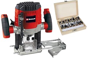 Einhell Oberfräse TC-RO 1155 Kit (1100 Watt, Ø 6 und 8 mm, Drehzahlregulierung, Parallelanschlag, Absaugadapter, inkl. Zubehör & diverse Fräser)
