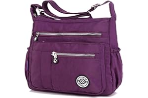 MeCooler Sac bandoulière Imperméable Sac Besace Loisir Sac Porté épaule Léger Femme Sacoche de Cours Sport Sac à Main pour École Voyage,Violet,L