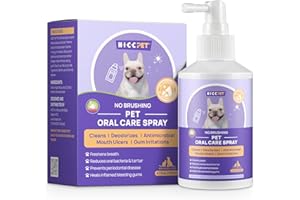 HICC PET Dog Breath Freshener Spray, Dog Dental Care Spray 150ml, Dog Gingivitis Treatment, Prevent Bad Breath, Remove Plaque and Tartar, Relieve Gum Redness, Natural Pets Teeth Cleaning, No Brushing