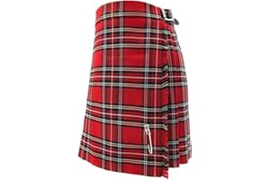 BRAW CLANS TARTANS Traditional Girls Kilt with Kilt Pin - Made in Scotland – Comfortable Tartan Material - Adjustable Belt - Scottish Tartan Check Pleated Kilt