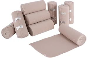 Elastisk bandage Linda – 12 stycken förband, återanvändbara gasbindningar, kompressionsförband med klämmor, band för handled
