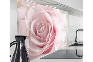 timalo Spritzschutz Wand für Herd, Küche Küchenrückwand Glasoptik | Acryl Glas 2mm | Glasrückwand Acrylglas Wandpaneele Rückwandschutz Platte | 60x40cm Rosa Rose