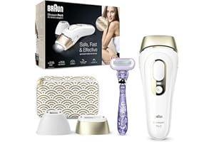 Braun Silk·Expert Pro 5 PL5137 Épilateur À Lumière Pulsée Intense, Épilation visible, Tête Précision, 2 Jambes En Moins De 5 Min., Blanc/Doré, Corps/Visage, Rasoir Venus, Pochette Premium