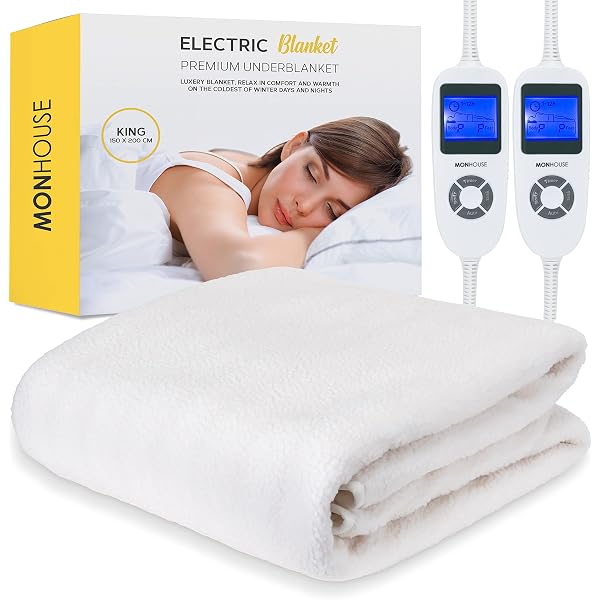 Zanussi Electric Blanket, Heated King Fitted Underblanket, 9 Heat Settings,  Low Energy u0026 Energy Efficient, Machine Washable, Overheat Protection, 150 x  200 cm, 60W, White ZEKB7003, 2 Year Guarantee : Amazon.co.uk: Home u0026 Kitchen