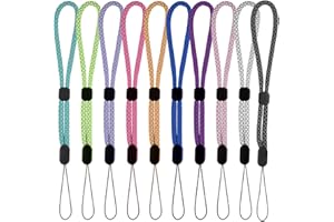 Tucnoeu 10 szt. pasek na rękę na telefon komórkowy, odblaskowy, regulowany pasek na telefon komórkowy, krótki do aparatu, kluczy, pamięci USB, kolorowy, S