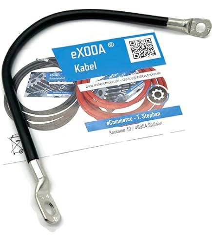 Câble De Batterie EXODA 10 Mm², 200 Cm, Avec Cosses à œillet M6 – Cuivre Flexible, Pour Voiture, Moto, Bateau