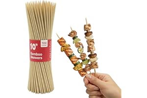 GUSTO Comfy Package 100 brochetas de madera de bambú de 10 pulgadas para asar, shish kabob, frutas, aperitivos y cócteles