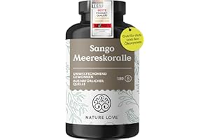 ‎NATURE LOVE NATURE LOVE® Sango Meereskoralle - 180 Kapseln - Natürliche Quelle für Calcium (20%) und Magnesium (10%) im körpereigenen Verhältnis von 2:1 - laborgeprüft und in Deutschland produziert.
