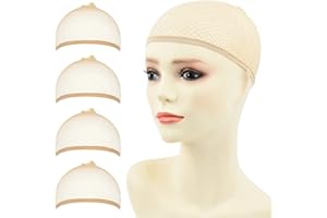 Yamel Mesh Wig Cap Net,Blonde Hair Mesh Net Wig Caps,4 PCS Liner Weaving Caps for Women, Men, Kids