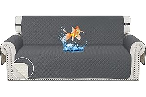 CHELZEN Housse de canapé imperméable à l'eau, Housse de canapé réversible 3 Places, Protecteur de Meubles pour Chiens pour Enfants dans Le Salon (3 Place, Gris Foncé)