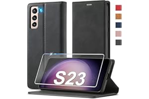 AILICICI 2023 Upgraded Handyhülle für Samsung Galaxy S23 Hülle Leder [Mit S23 Schutzfolie] für Samsung Galaxy S23 5G Hülle Klappbar Leder Flip Wallet Stoßfeste Case Schutzhülle Klapphülle für Samsung S23 Hülle