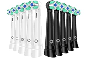 BRIZUF 10er Aufsteckzahnbürsten Kompatibel mit Braun Oral B iO 3/4/5/6/7/8/9/10, Gentle Reinigung Aufsteckbürsten Kompatibel mit Oral b iO Elektrischen Zahnbürstea, IO Zahnbürste Aufsätze (Schwarz&Weiß)
