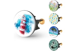 ‎ARTENEUR Arteneur Waschbeckenstöpsel 40mm Leuchtturm – Edelstahl Excenterstopfen mit extra Schwerer Messingschraube für stabilen Halt | Universeller Abflussstopfen für Waschbecken