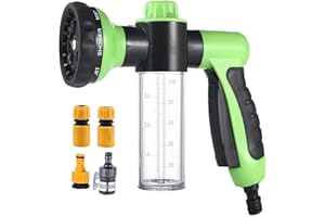MALAYAS Tuyau d'arrosage Buse-multifonctionnel en mousse Eau Pistolet pulvérisateur-8 réglable Patterns,distributeur de savon Intégré, économie d'eau-Idéal pour un Lavage de voiture,jardin/pelouse d'arrosage