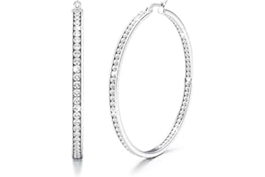 Adramata Orecchini Donna Orecchini Cerchio Zirconia Cubica Orecchini Pendenti Orecchini A Cerchio Grandi 40mm/50mm/60mm Orecchini Argento/Oro/Oro Rosa Idee Regalo Natale Donna
