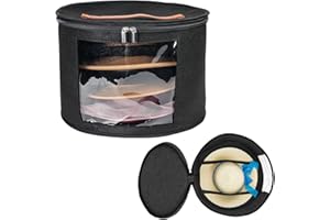 Barrageon Viaggio Contenitore per Cappelli con Coperchio Universale Donne Uomini Organizer Grande Rotondi Pop-Up Armadio Cappelliera Giocattoli Borsa (Nero)