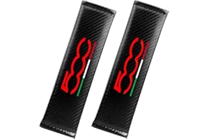 KLHYWEN 1 Paio Imbottiture per Cinture di Sicurezza per Auto, per Fi-at 500 500C 500X 500L, Custodia Protettiva Comfor per Spalla in Fibra di Carbonio Accessori per Interni Auto,Red