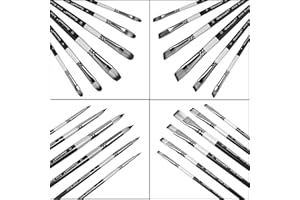 GENIXART 24 Pcs Artist Paint Brush Set - Art Paintbrushes for Acrylic, Oil, Watercolor Painting - Premium Nylon Hair Paint Brushes 4 Types of Shape in Different Sizes Assorted