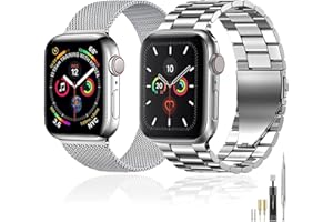 baklon 2 Piezas Compatible Con Correa Apple Watch 38mm/40mm/41mm/42mm(Series 10), Inoxidable Bracelet de Compatible Con iWatch Series SE/SE2/Ultra2/Ultra/10 9 8 7 6 5 4 3 2 1,Plata