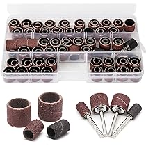 Homeet 75PCS Embouts Ponceuse Manchons 80# 120# 180# Forets à Ongles Bandes De Ponçage Set