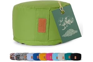 #DOYOURYOGA Cuscino da yoga »Vishnu« chiusura con cordoncino & pula di farro bio (coltivaz. biolog. controllata) / altezza ca 15cm e ca. 30cm diametro - ideale come cuscino yoga / cuscino zafu / cuscino meditazione / supporto meditazione / elevato comfort alla seduta / lavabile in lavatrice e ipoallergenico. Strumento ideale / accessorio (cuscino del sedile) per meditazioni prolungati