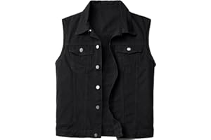KTWOLEN Herren Denim Weste Vintage Jeans Weste Outdoor Biker Weste Freizeit Ärmellose Jacke Motorradweste Truckerweste Jeansweste für Männer