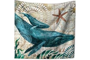 YTLJJ Arazzo Da Parete Grand Mandala Etnico Camera Da Letto Indiano Wall Hanging Pesce Verde Arazzi Arte Parete Decorazione Appesa Letto Soggiorno Dormitorio Stile Marino Tartaruga Telo Mare,5,150*130cm