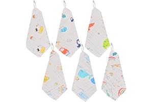 ‎FORHOME Forhome Baby Musselin Waschlappen, 6 Stück Weiche Neugeborene Baby Gesichtstücher, Neugeborenen Unisex Lätzchen, Mehrzweck-natürliche Baumwolle Baby Wipes, 25 x 25 cm, Waschlappen Kinder Tücher