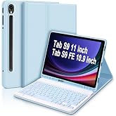 Samsung Galaxy Tab S10 Lite/S9/S10 Fe/S9 Fe 10.9 Inch Case Compatible Keyboard Bluetooth Turkish Q Keyboard Case (Blue)