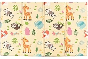 KandyToys tappetino da gioco per bambini pieghevole con disegni di animali | Tappetino per bambini in XPE imbottito e spesso per gattonare | Impermeabile | Sicuro