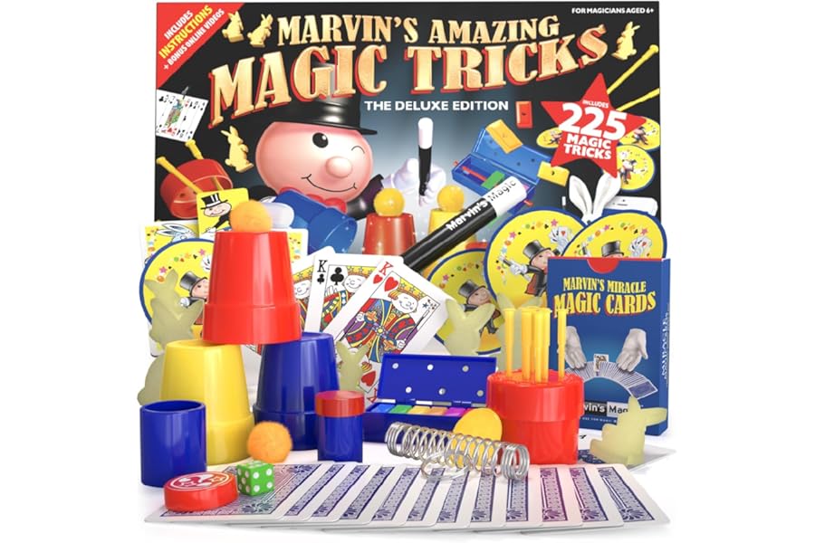 Marvin's Magic - Kids Magic Set - With Wand, Card Tricks and More - Kids Toys, Games, Family Games for Age 6, 7, 8, 9, 10+ - Box of 225 Magic Tricks