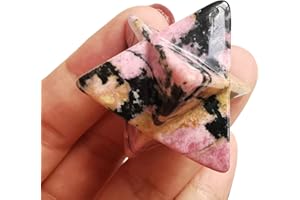 Manekieko Natural Rhodonite Merkaba Crystal Protection Sacred Meditation Energy Healing Chakra,25mm Hexagonal Star Crystals and Healing Stone
