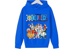 CHAORWE Anime One Piece Sweat À Capuche Luffy Garçons Sweat Printemps Automne Hiver Pull pour Enfants 4 5 6 7 8 9 10 11 12 13 14 Ans