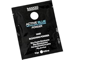 MAKKI Active Blue Hair Bleach Bleaching Powder with ANTI YELLOW molecules 15g Powerful up to 5 level lift Hair Lightening