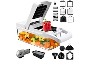 MKITNVY 23 w 1 krajalnica do warzyw, wielofunkcyjna ręczna mandolina kuchenna z 12 ostrzami ze stali nierdzewnej i separatorem do jajek, tarka do warzyw do ziemniaków, cebuli, pomidorów, owoców