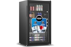 Krome Beverage Cooler 120L, Free Standing, Single Door, 2 Glass Shelves, Crisper Drawer, Blue LED Light, Recessed Handle, Manual Temperature Control, Eco-Friendly R600a, Black