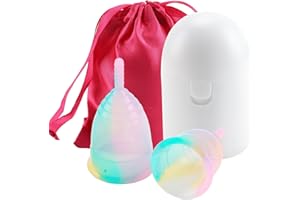 NAZAZ Coppetta Mestruale, Silicone Medico Mestruali Cupper, Inclusi Coppetta Mestruale e Sacchetto, Microonde Sterilizzatore per Set di 1 Coppetta Taglia L e 1 Taglia S