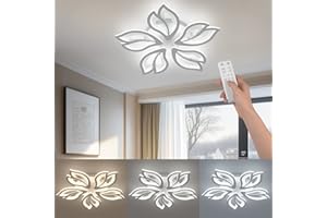 OTREN Plafonnier Led Dimmable, 48W Moderne Éclairage de Plafond avec Télécommande, Luminaires Intérieur pour Salon, Chambre, Cuisine, Salle de Bain, 3000K-6500K, 4800LM