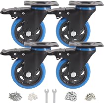 4 Roulettes Industrielles RRIUTO 65mm Avec Frein - Charge 1500kg Nylon Double Roulement