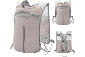 Peginmol Laufweste für Herren & Damen, Leicht Trinkrucksack mit Verstellbarem Brustgurt & Hüftgurt, Laufrucksack mit Reflektierenden Streifen Großem Rückenfach für Laufen, Outdoor, Marathon