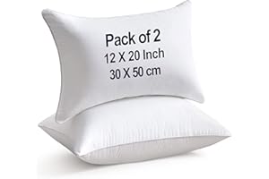 raajsee Cushion Inserts 30cm x 50cm / 12 x 20 inch (Pack of 2), Hypoallergenic Cotton Blend Fabric, Sofa Cushions Inner Pads Decorative Stuffing For Square Foam Throw Pillow Filler Bed Couch