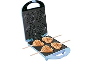 ‎BESTRON Bestron Waffeleisen für Herzwaffeln am Stiel, Waffelmaker mit Antihaftbeschichtung für Herzform-Waffeln, Herzwaffeleisen ideal für Kindergeburtstage, Ostern & Weihnachten, Farbe: Blau
