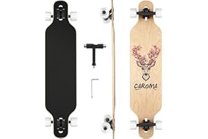 Caroma Longboard Skateboard de 41 Pulgadas, Patinetas Cruiser de Freeride de Alta Gama con Rodamientos de Bolas ABEC-11, Tabla Cruiser con Herramienta en T para Adolescentes y Adultos