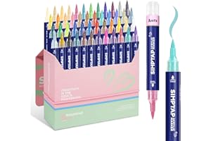 Arrtx Simptap Top Valve Action Lot de 48 marqueurs acryliques pour peinture sur pierres, pointe pinceau, marqueurs de couleur à base d'eau pour pierres, verre, bois, métal, œufs de Pâques