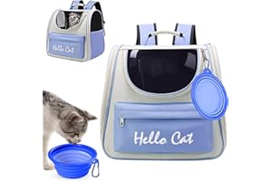 Surmounty Haustiertasche Katze Rucksack, Faltbare Haustier Rucksack Hunderucksack MIT Reisenapf, Haustier Tragetasche für Katzen und Hunde Welpen bis 15KG