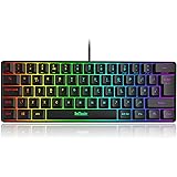 RedThunder 60% Wired Gaming Keyboard, UK Layout, RGB Backlight 61 Keys Compact Mini Keyboard, Mechanical Feeling for PC Mac W